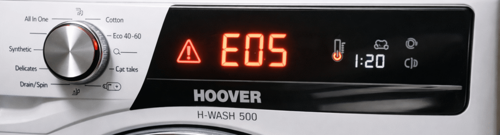 Hoover washing machine filter for E05 error fix
