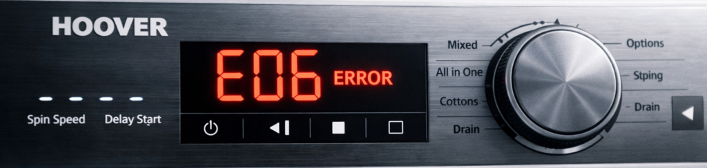 Hoover showing close up of E06 error code